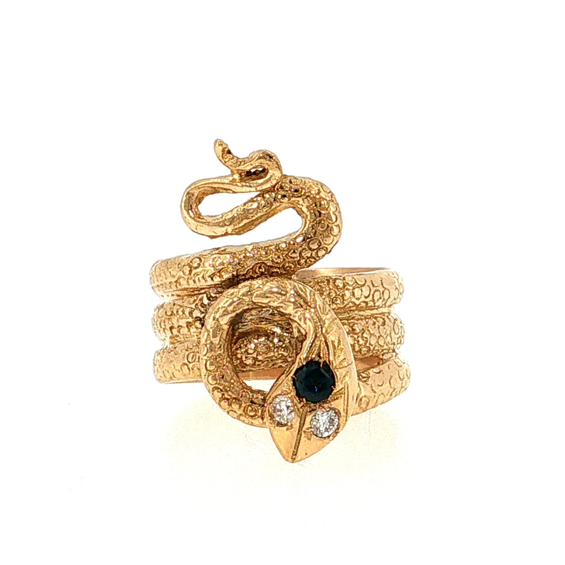 Victorian Sapphire & Diamond Snake Cocktail Ring 14k