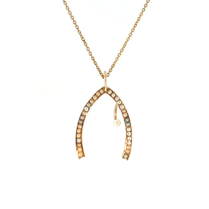 Victorian Seed Pearl Horseshoe Pendant 14k Yellow Gold