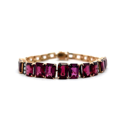 Vintage 1940s Retro Garnet Bracelet in 18k