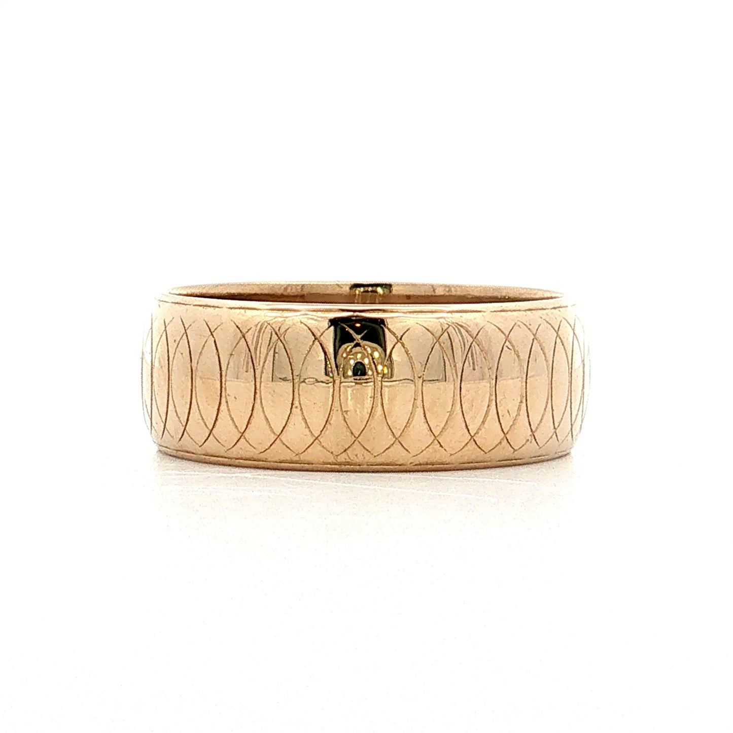 Vintage 1950s Engraved Men's Wedding Band 14k