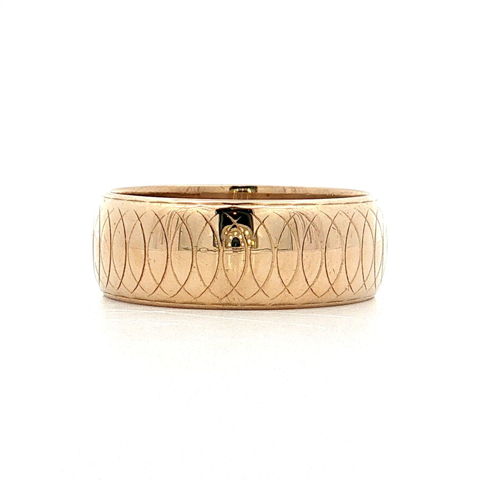 Vintage 1950s Engraved Men's Wedding Band 14k