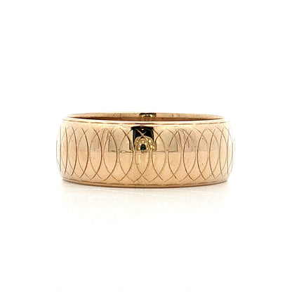 Vintage 1950s Engraved Men's Wedding Band 14k