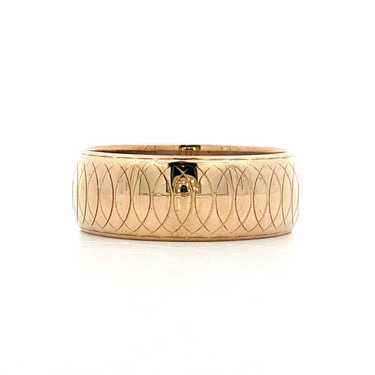 Vintage 1950s Engraved Men's Wedding Band 14k