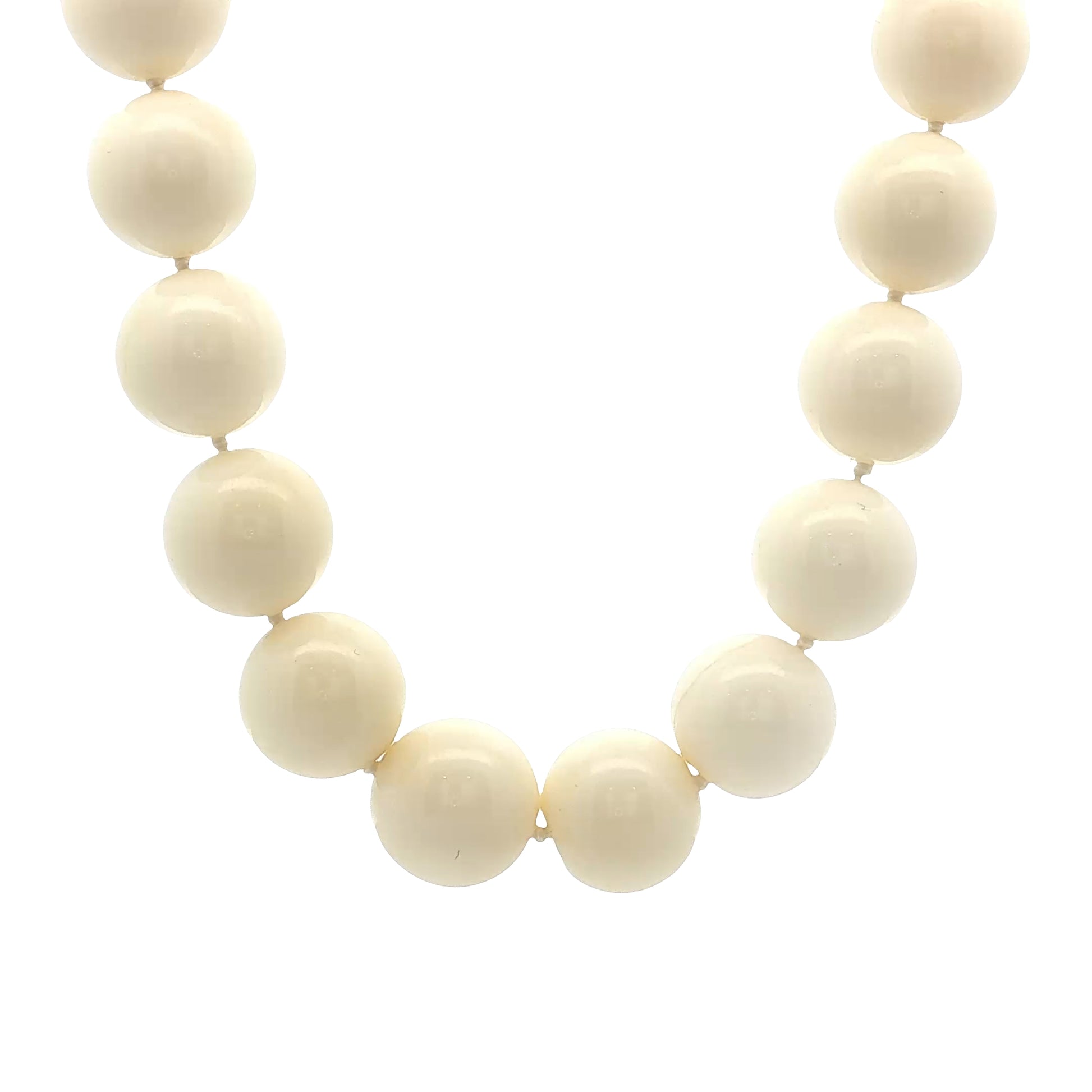 Vintage 1950s White Coral Beaded Necklace 14k