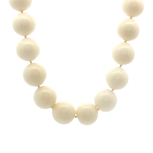 Vintage 1950s White Coral Beaded Necklace 14k