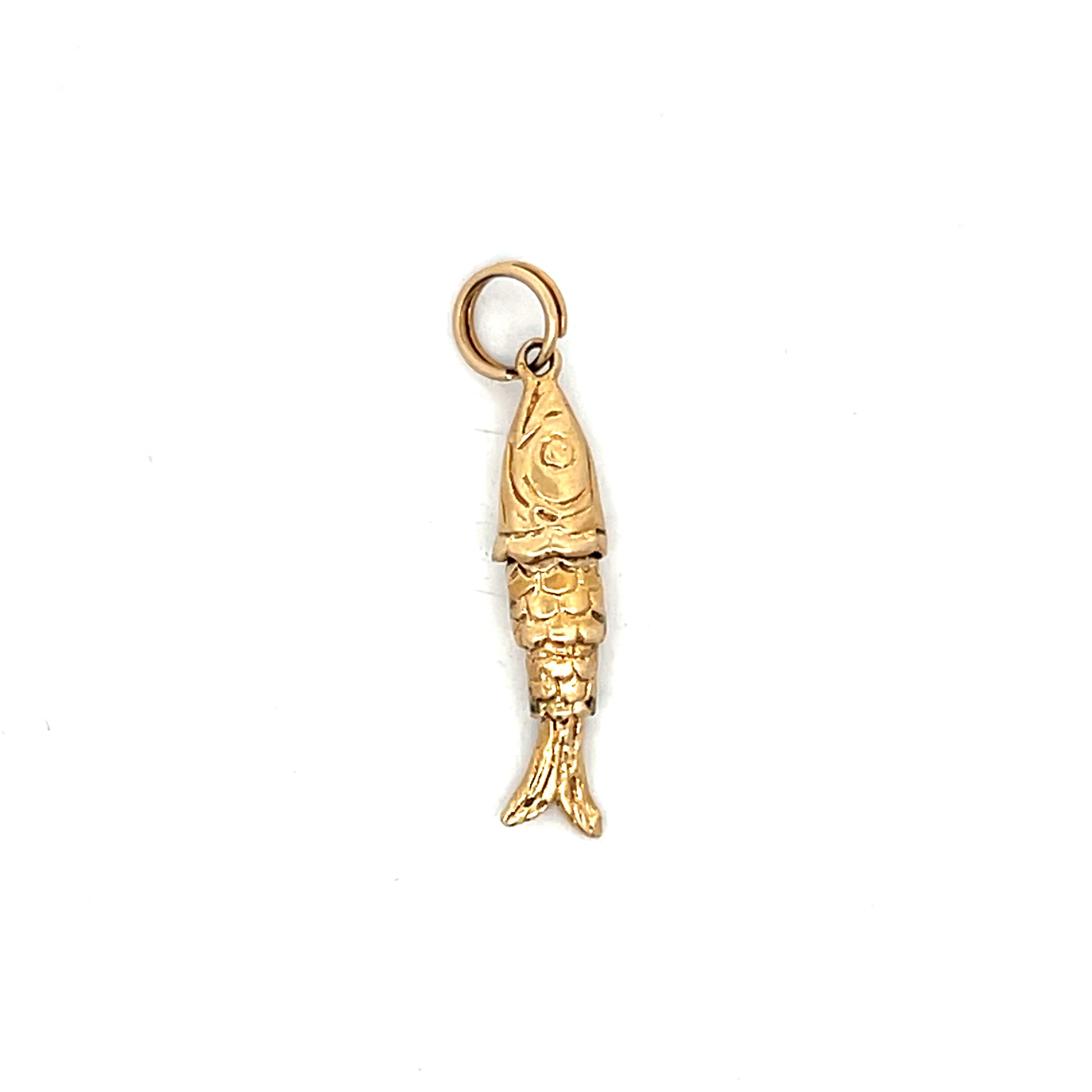 Vintage 1960's Fish Charm Pendant in 14k Yellow Gold