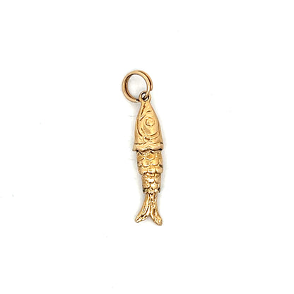 Vintage 1960's Fish Charm Pendant in 14k Yellow Gold