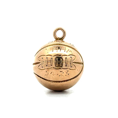 Vintage Art Deco Basketball Charm in 14k