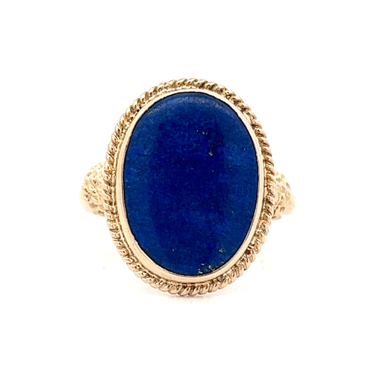 Vintage Cabochon Lapis Lazuli Cocktail Ring in 14k