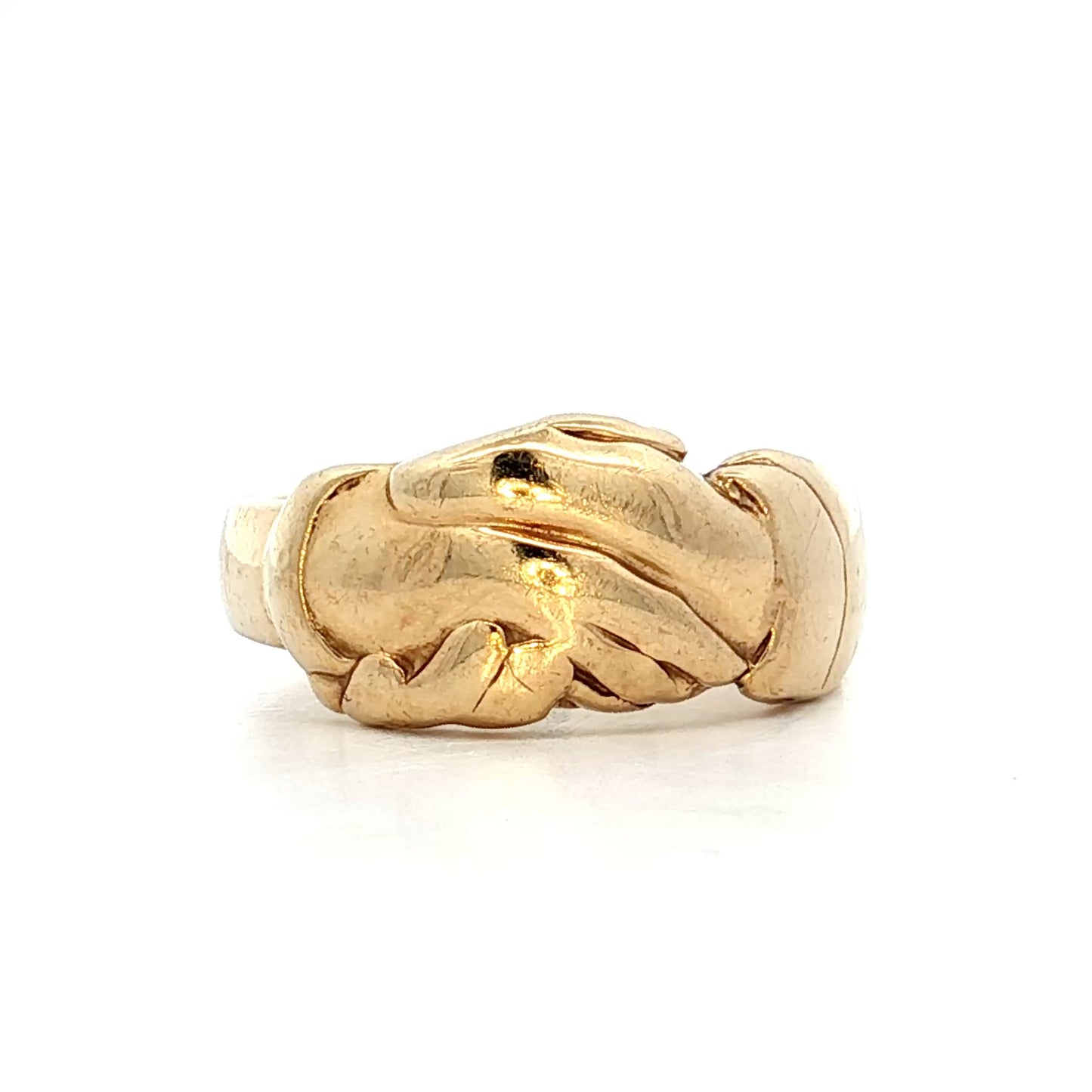Vintage Hand Holding Ring in 10k Yellow Gold
