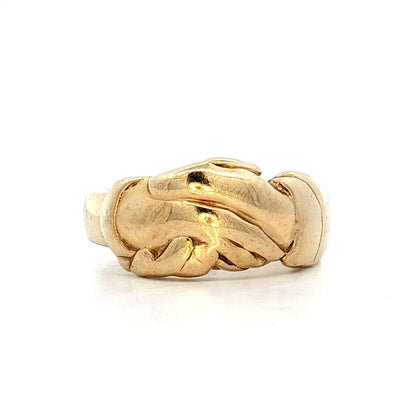 Vintage Hand Holding Ring in 10k Yellow Gold