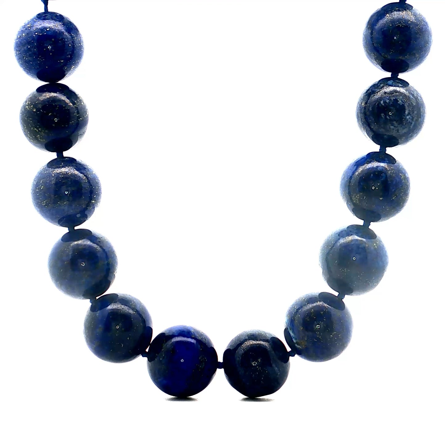 Vintage Lapis Lazuli Bead Necklace in 14k Yellow Gold