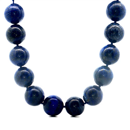 Vintage Lapis Lazuli Bead Necklace in 14k Yellow Gold