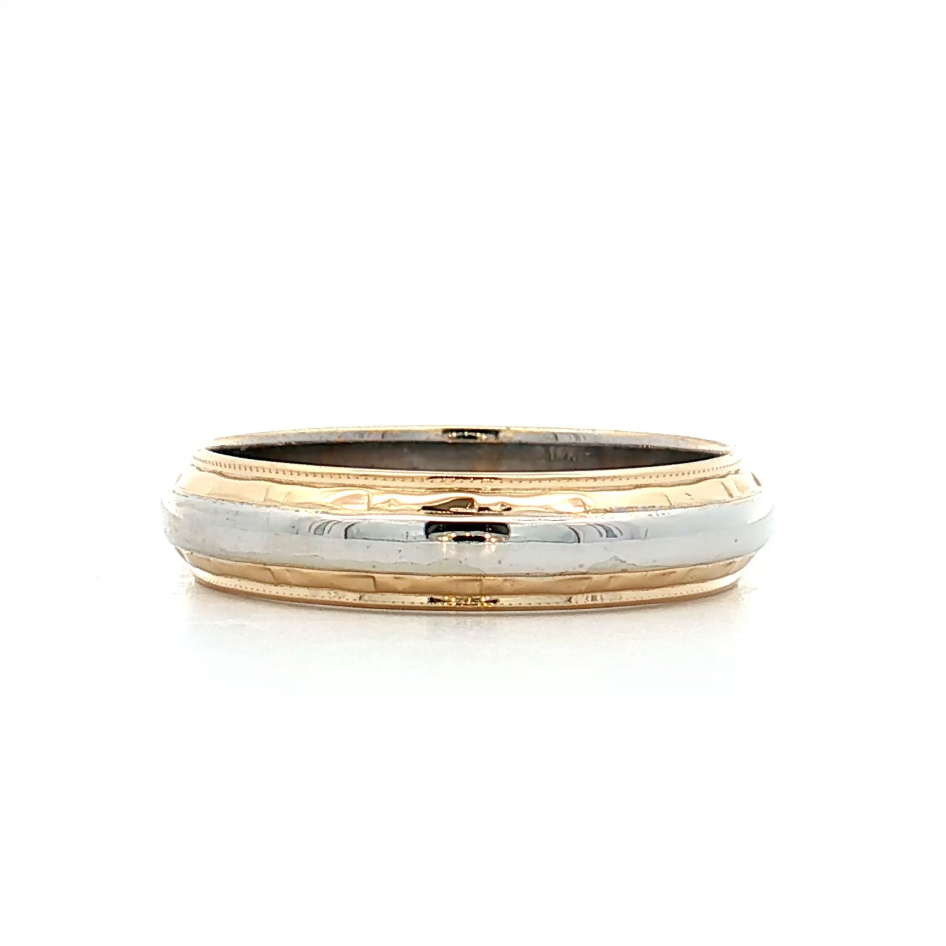 Vintage Mens 5mm Two-Tone Wedding Band 14k