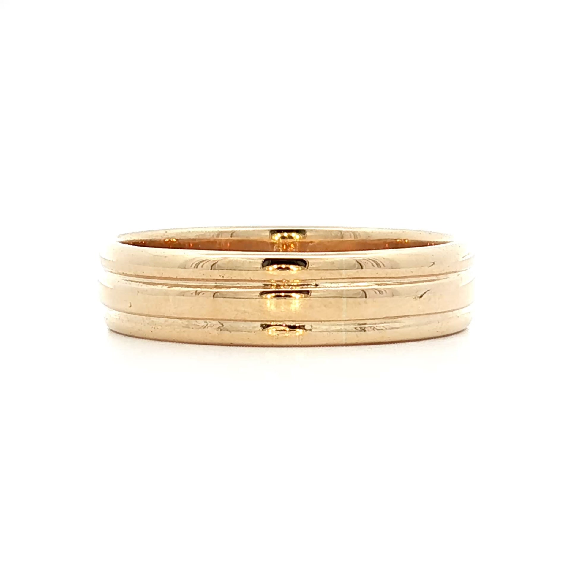 Vintage Mens Retro Triple Wedding Band in 14k Yellow Gold