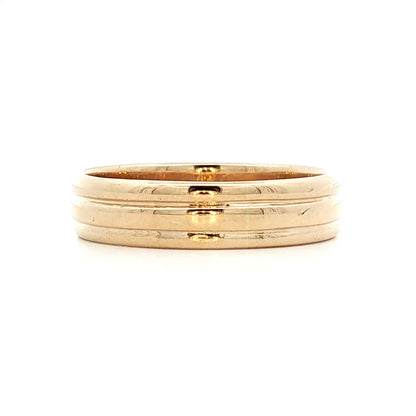 Vintage Mens Retro Triple Wedding Band in 14k Yellow Gold