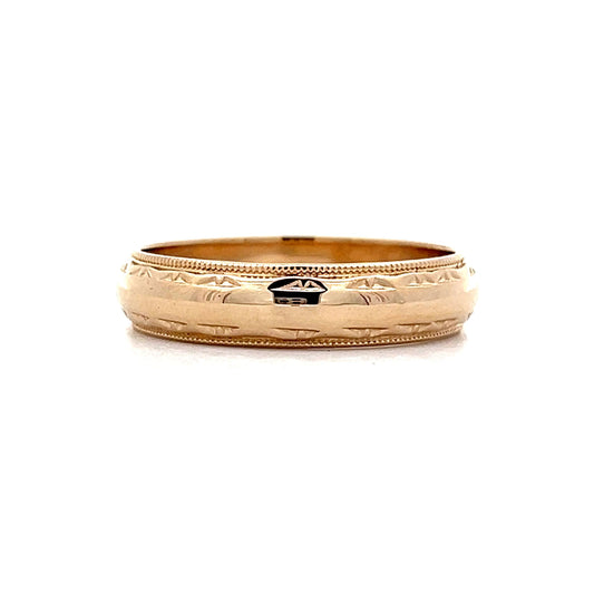 Vintage Mens Scalloped Engraved Band in 14k