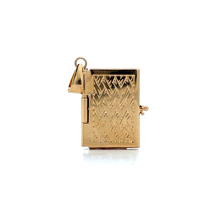 Vintage Mid-Century Book Locket Charm in 14k