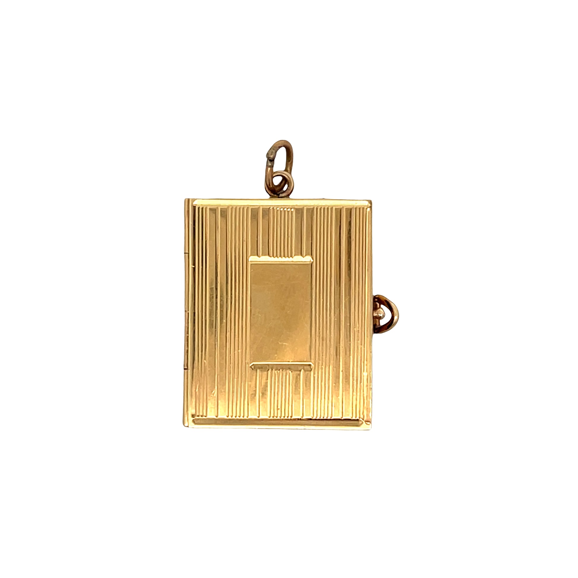 Vintage Mid-Century Book Locket Pendant 14k Yellow Gold