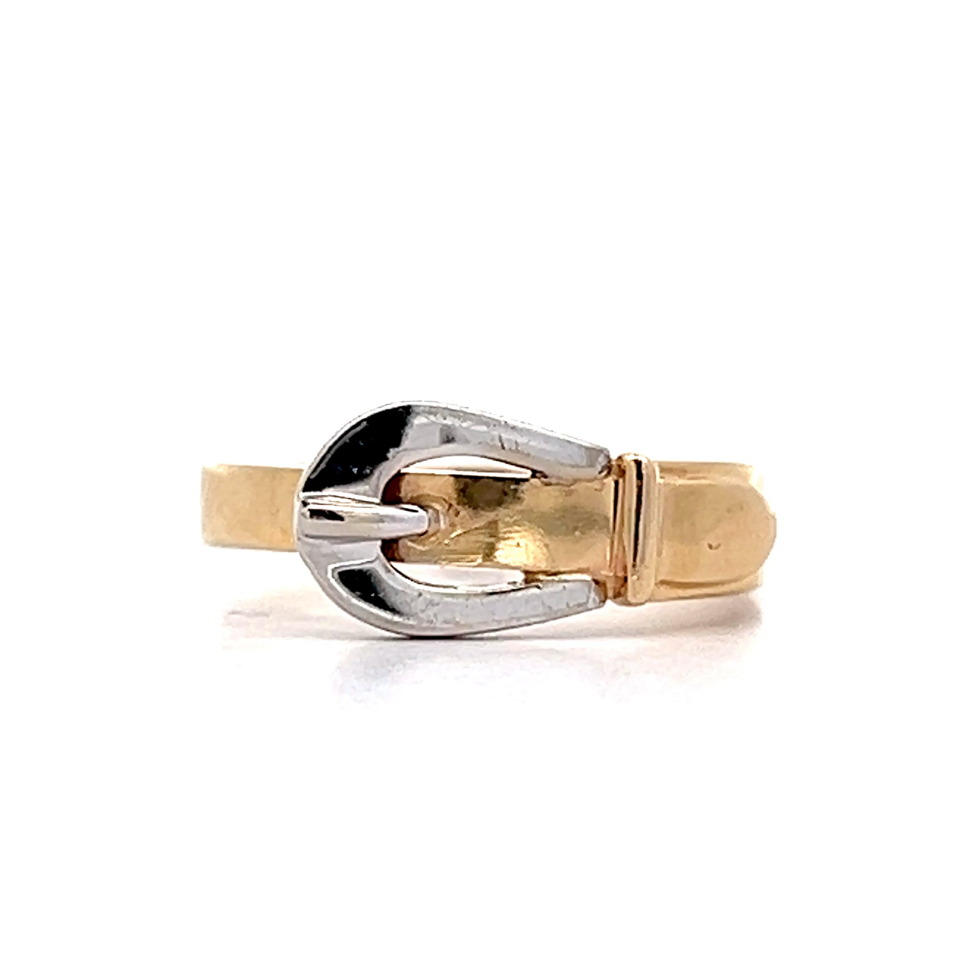 Vintage Mid-Century Buckle Ring in 14k Yellow & White Gold