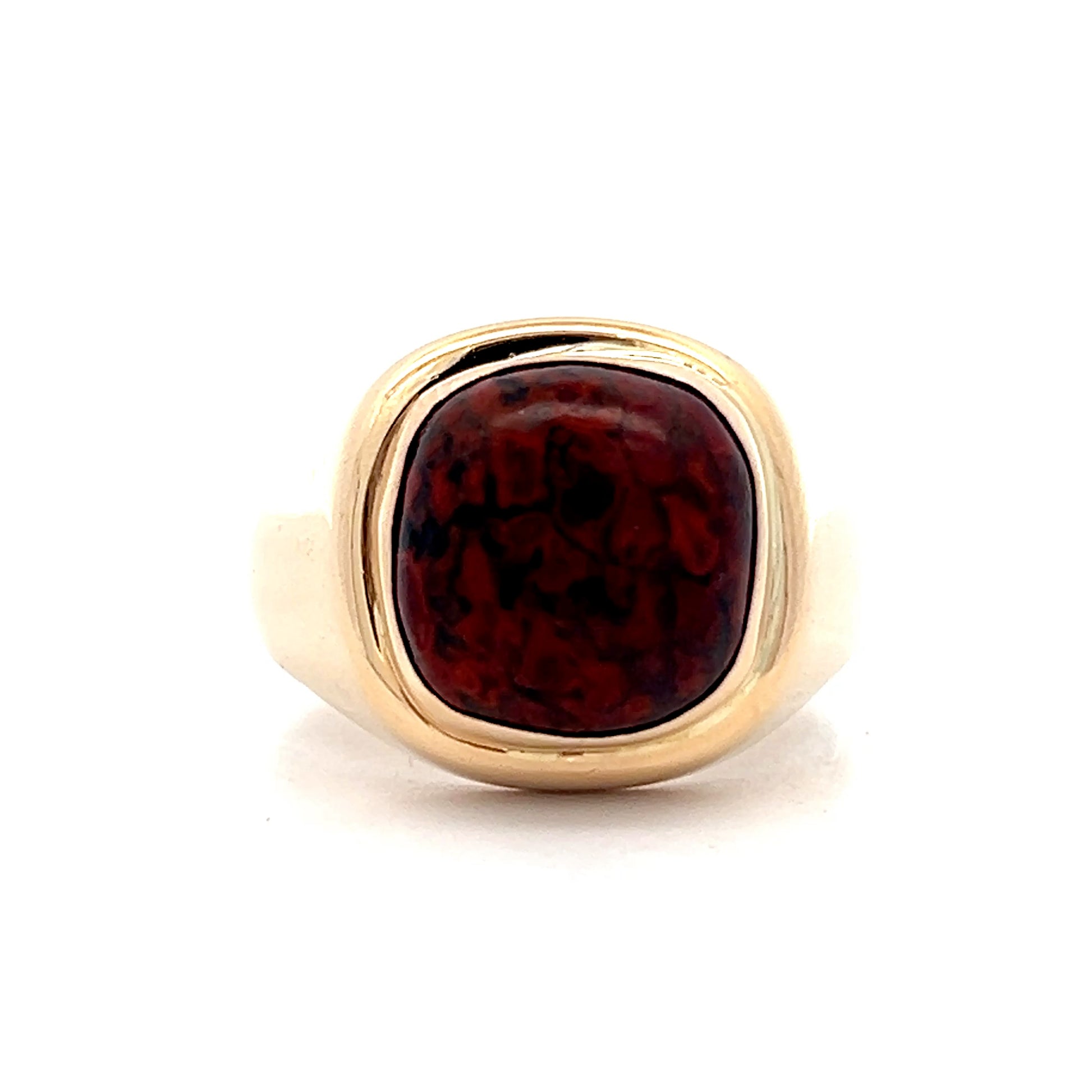 Vintage Mid-Century Cabochon Jasper Ring in 14k