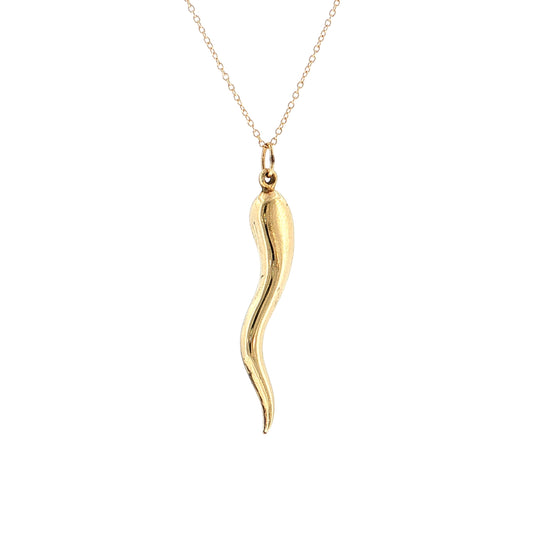Vintage Mid-Century Cornicello Pendant Necklace 14k