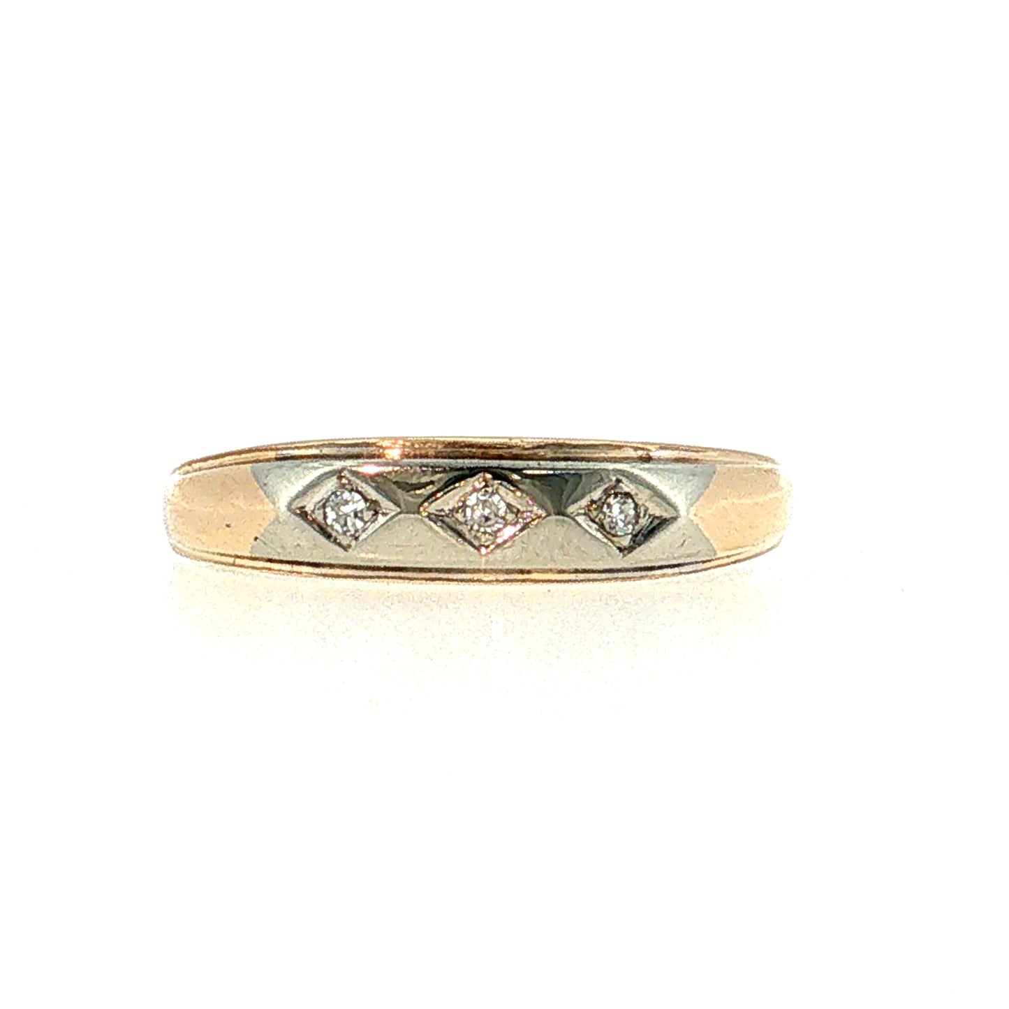 Vintage Mid-Century Diamond Men's Ring 14k Two-Tone