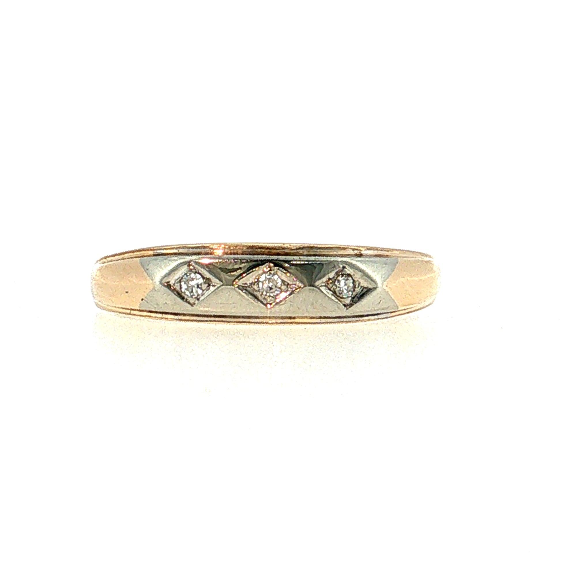Vintage Mid-Century Diamond Men's Ring 14k Two-Tone
