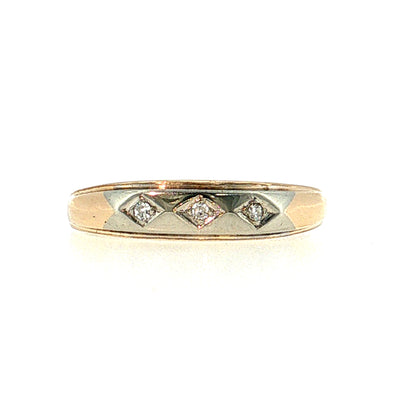 Vintage Mid-Century Diamond Men's Ring 14k Two-Tone