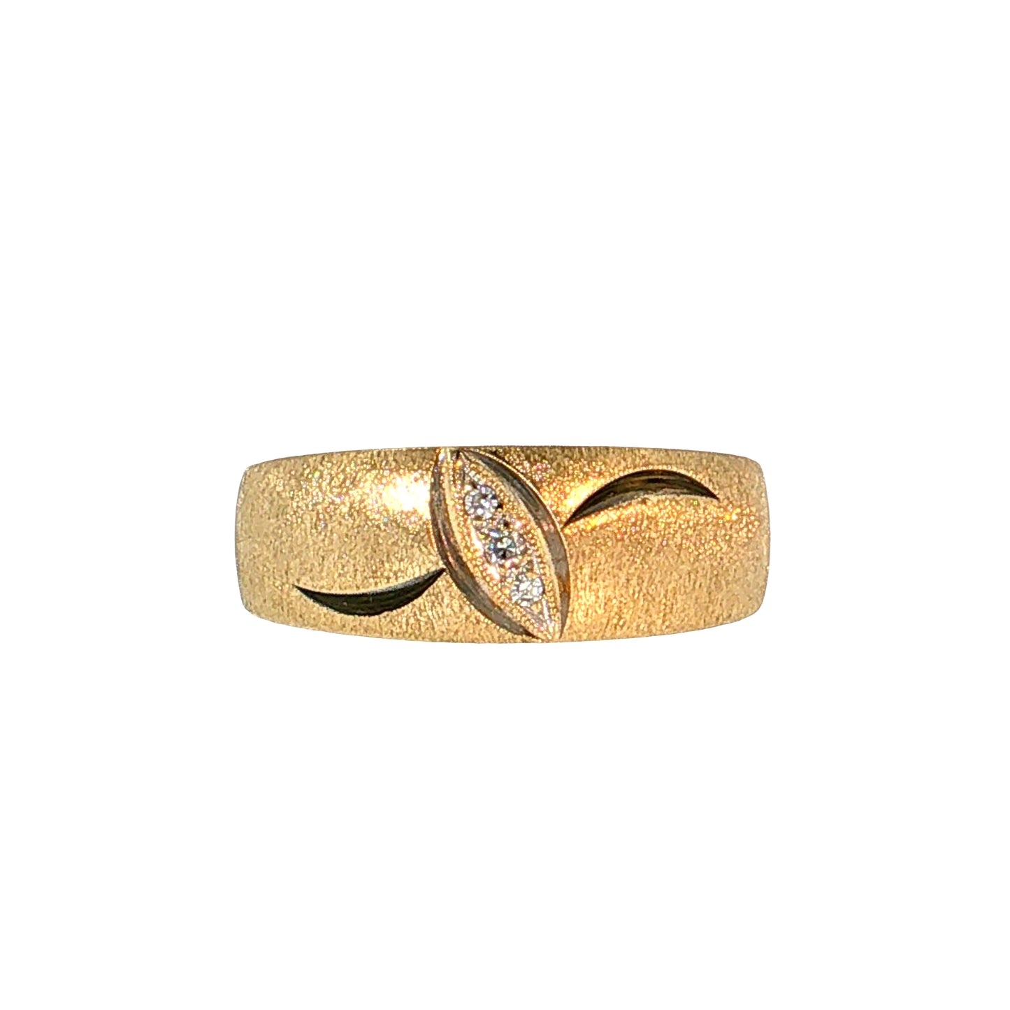 Vintage Mid-Century Diamond Three Stone Wedding Band 14k