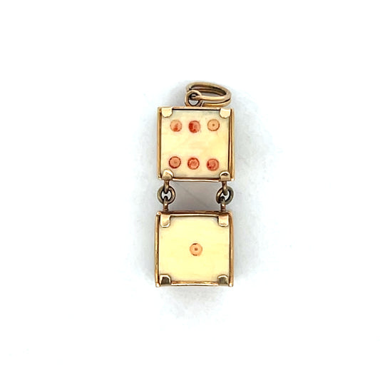 Vintage Mid-Century Dice Charm in 14k Yellow Gold