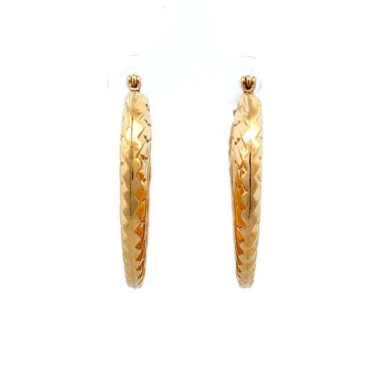 Vintage Mid-Century Disc Hoop Earrings in 14k