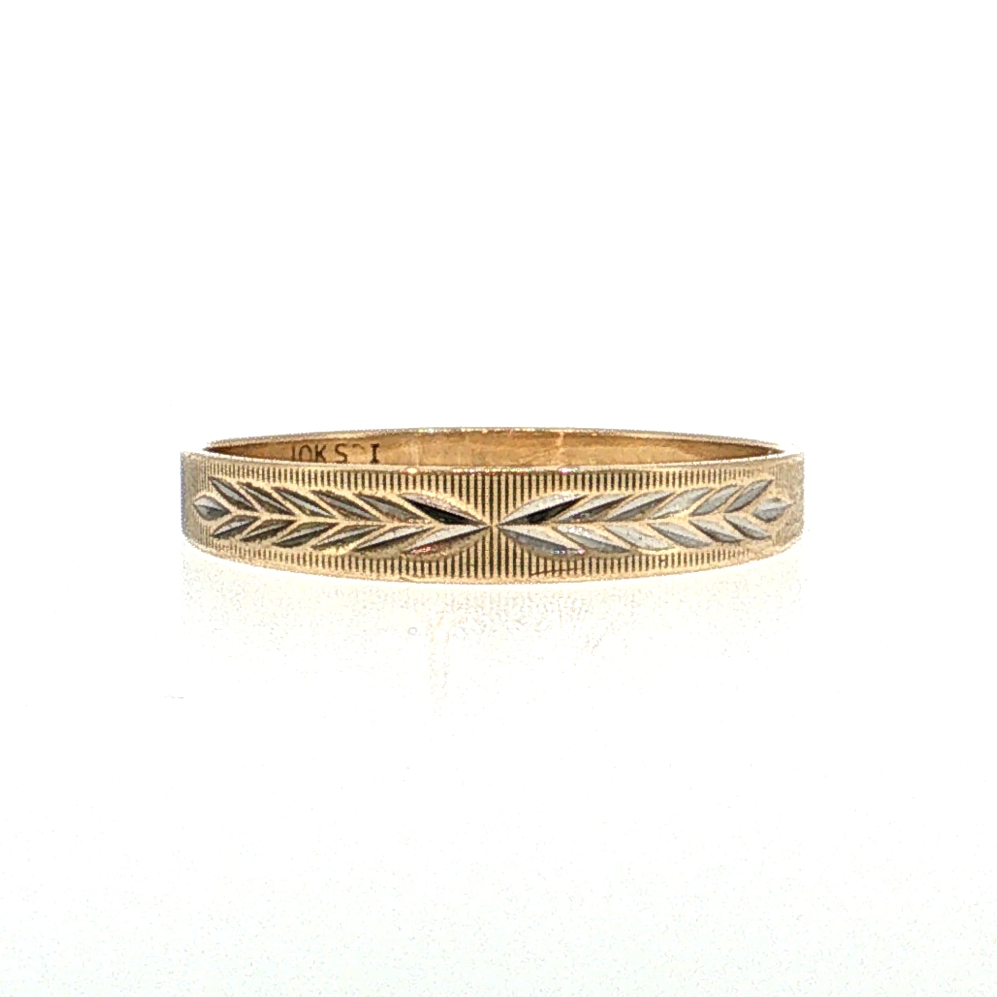 Vintage Mid-Century Engraved Men's Wedding Band 10k