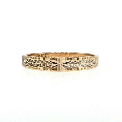 Vintage Mid-Century Engraved Men's Wedding Band 10k