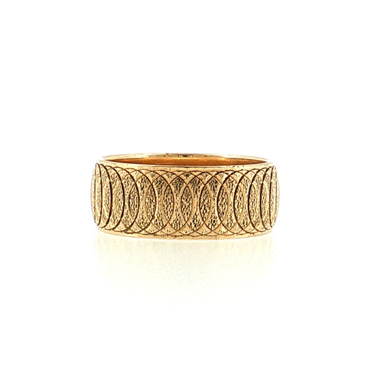 Vintage Mid-Century Engraved Men's Wedding Band 14k