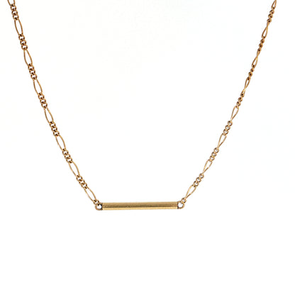 Vintage Mid-Century Figaro Chain Necklace 14k Yellow Gold