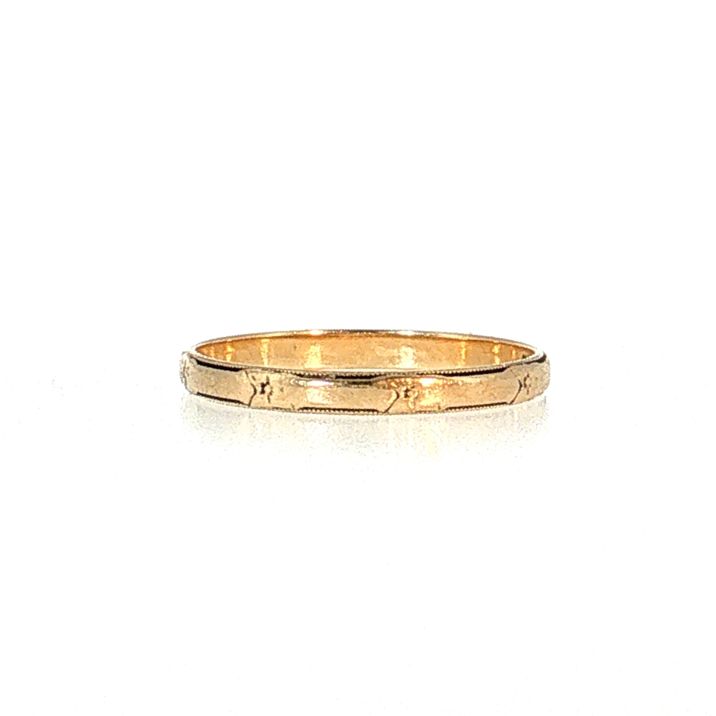 Vintage Mid-Century Floral Engraved Wedding Band 14k
