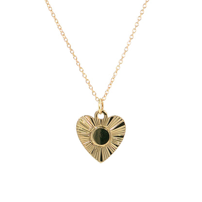 Vintage Mid-Century Fluted Heart Pendant Necklace 14k
