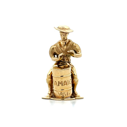Vintage Mid-Century Jamaican Drummer Charm in 14k