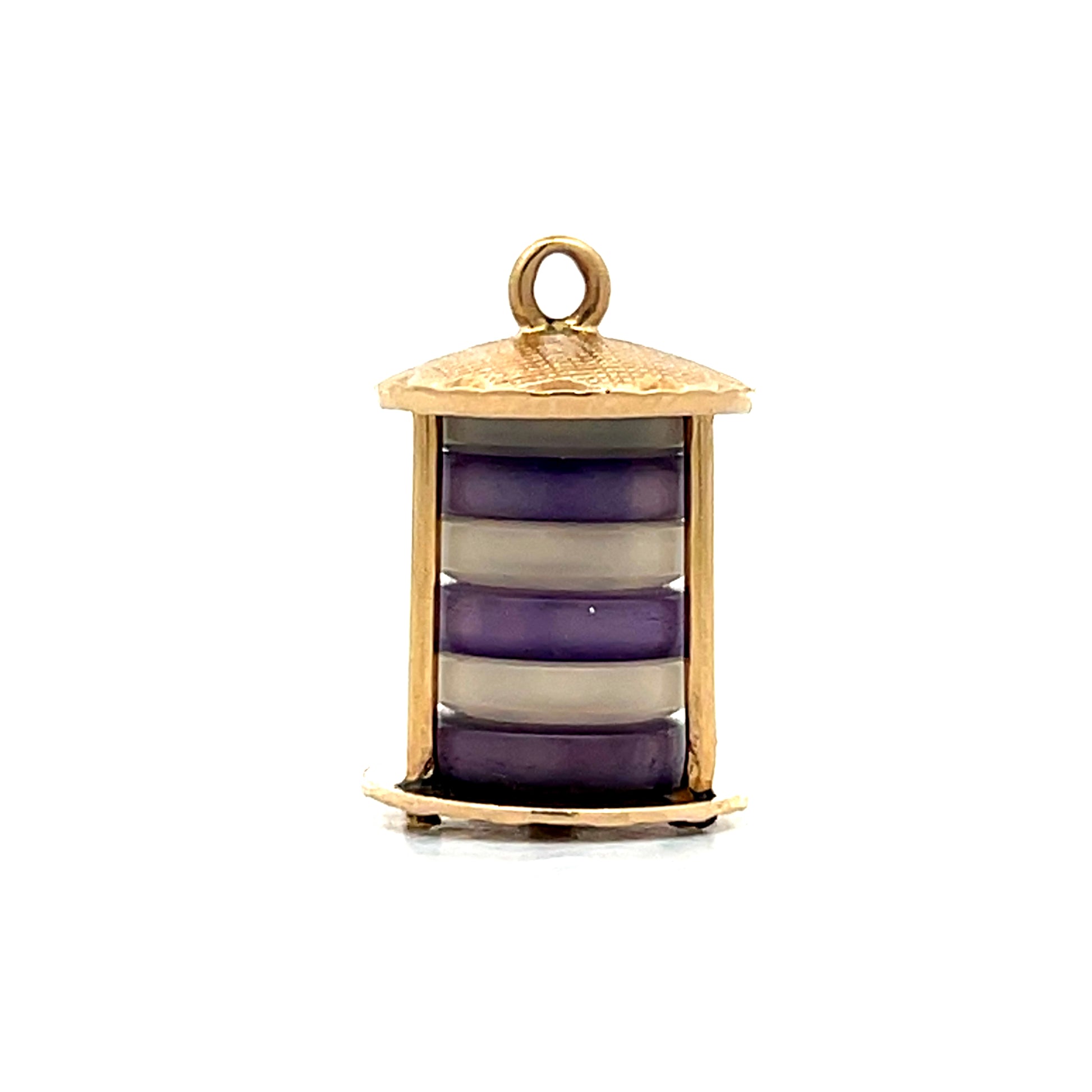 Vintage Mid-Century Lantern Charm 14k Yellow Gold