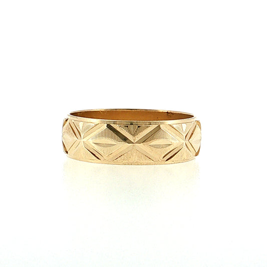 Vintage Mid-Century Men's Engraved Wedding Band 14k