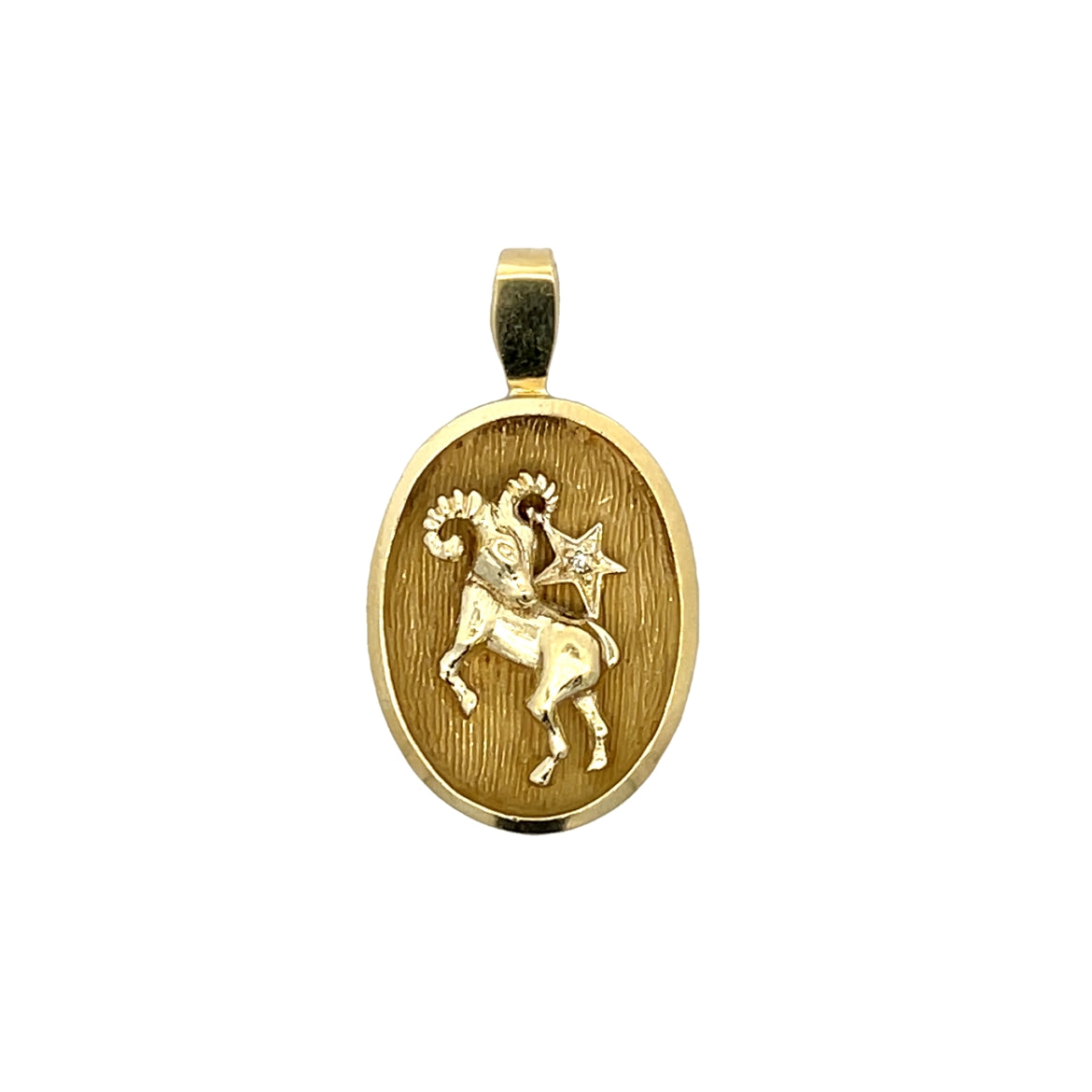 Vintage Mid-Century Ram Zodiac Pendant in 14k