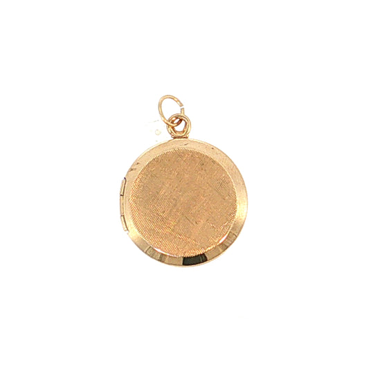 Vintage Mid-Century Round Locket Pendant 14k Rose Gold