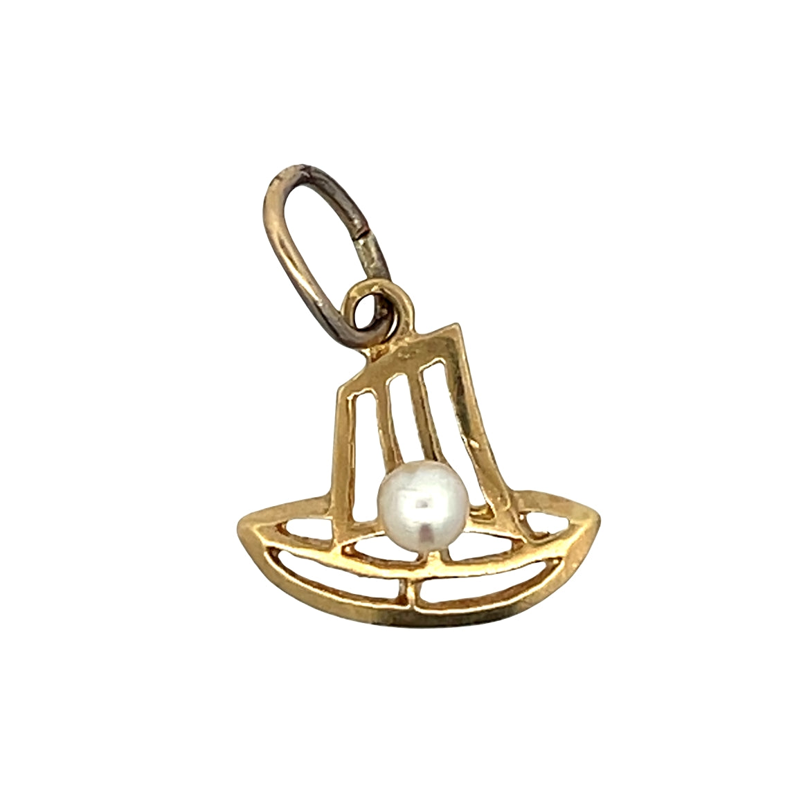 Vintage Mid-Century Sailboat Charm in 14k Yellow Gold