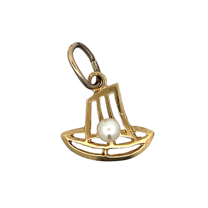 Vintage Mid-Century Sailboat Charm in 14k Yellow Gold