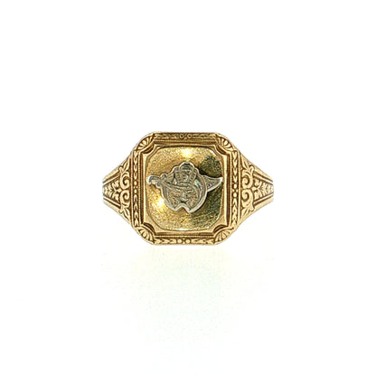 Vintage Mid-Century Shriner's Signet Ring Two-Tone 10k