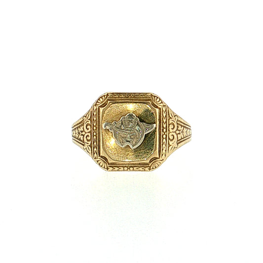 Vintage Mid-Century Shriner's Signet Ring Two-Tone 10k