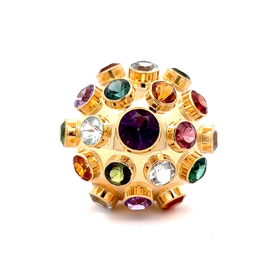 Vintage Mid-Century Sputnik Gemstone Ring in 18k