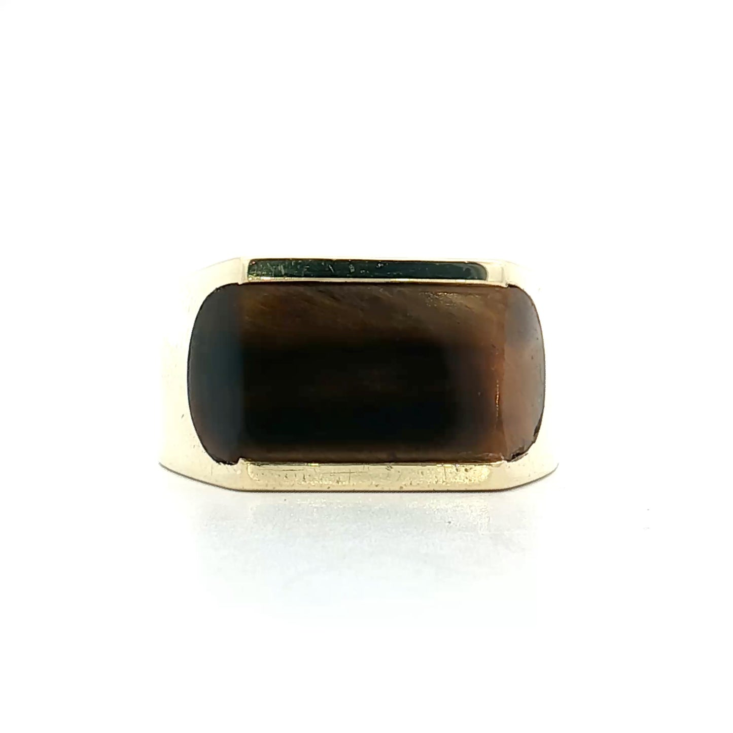 Vintage Mid-Century Tigers Eye Cocktail Ring 14k
