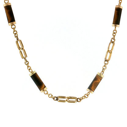 Vintage Mid-Century Tiger's Eye Necklace & Bracelet 14k
